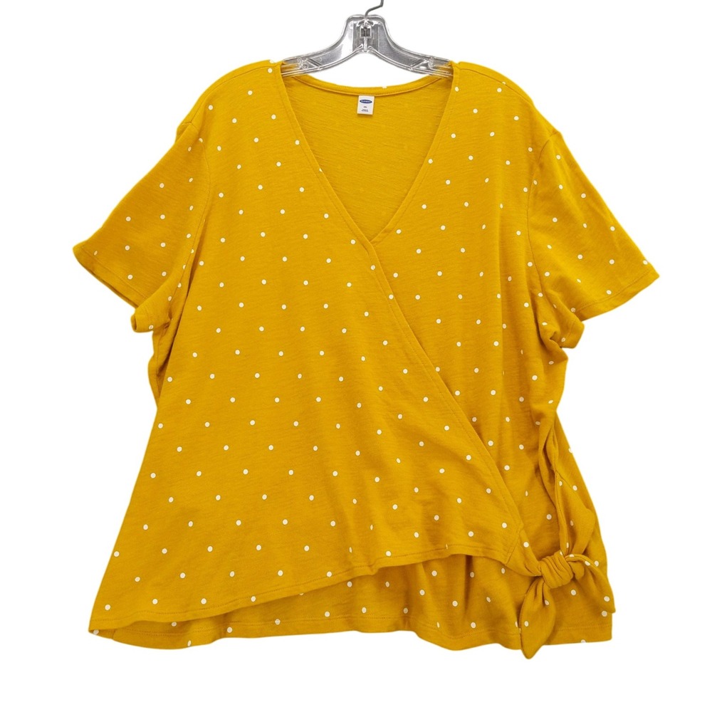 Old Navy Wrap Top Polka Dot Tie‎ Knot Short Sleeve Casual Blouse XXL